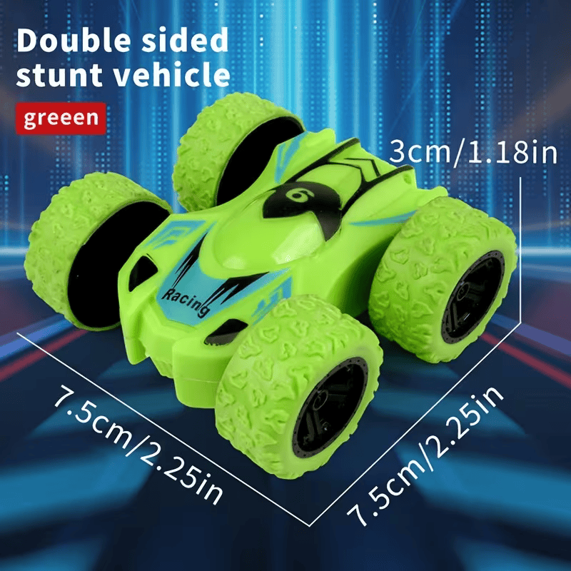 🚗 4PCS Dual-Sided Inertia Stunt Off-Road Mini Toy Cars –  Cars for Kids Green, Red, Yellow and Blue🎁